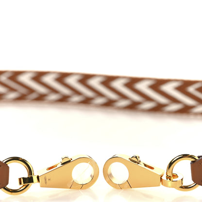 Hermes Toile Swift 25mm Sangle ZigZag Shoulder Strap Gold White 3 of 5