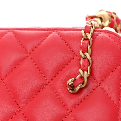 Chanel Lambskin Quilted Small Pearl Crush Vanity Case With Chain Red 12 of 15
