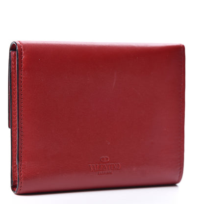 Valentino Garavani Vitello Rockstud Flip Lock Compact Wallet Red 2 of 10