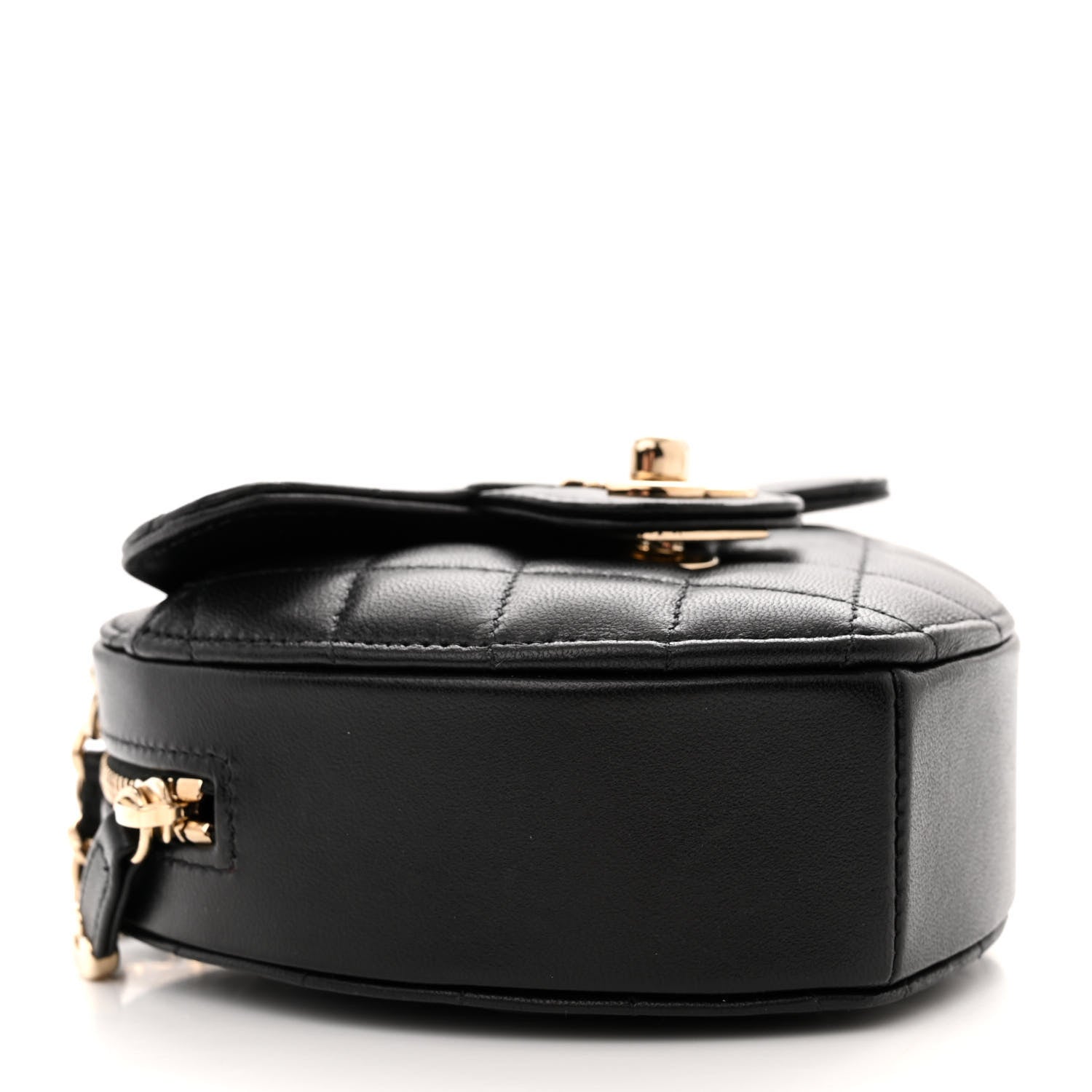 Chanel Lambskin Quilted CC In Love Heart Clutch With Chain Black 4 of 11
