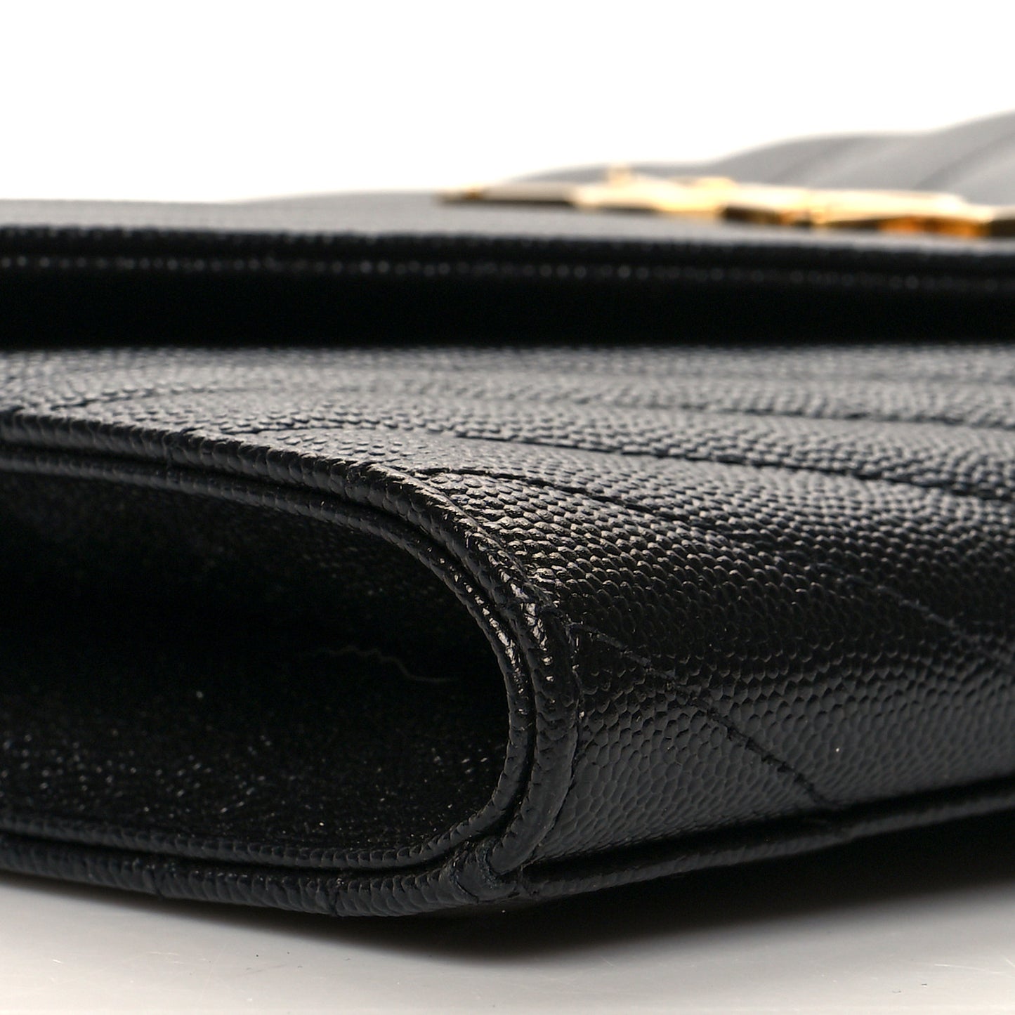 Grain De Poudre Matelasse Chevron Monogram Envelope Clutch Black