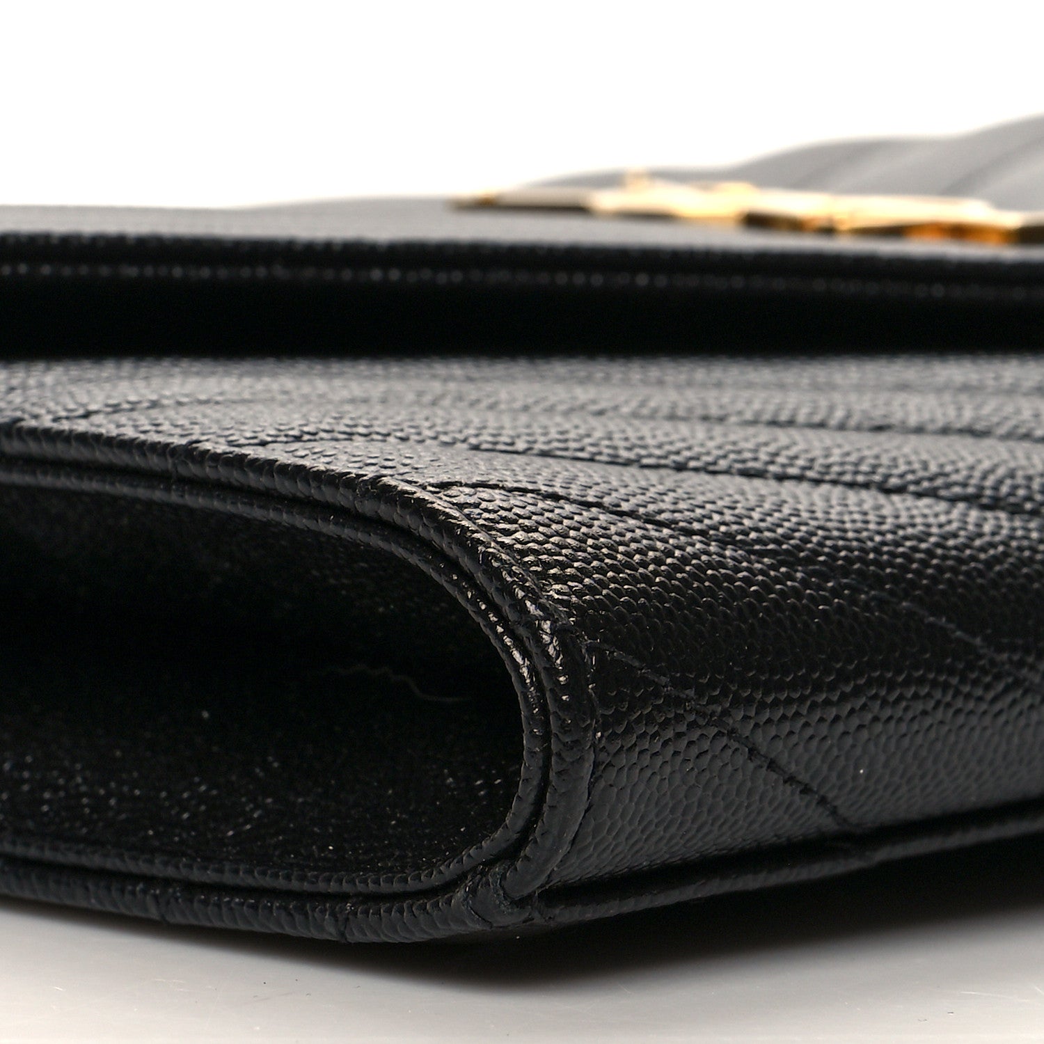 Saint Laurent Grain De Poudre Matelasse Chevron Monogram Envelope Clutch Black 10 of 13