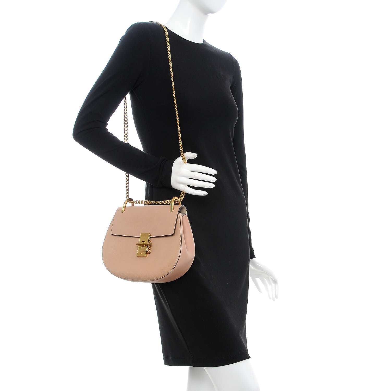 Chloe Grained Goatskin Drew Shoulder Bag Biscotti Beige 2 of 7