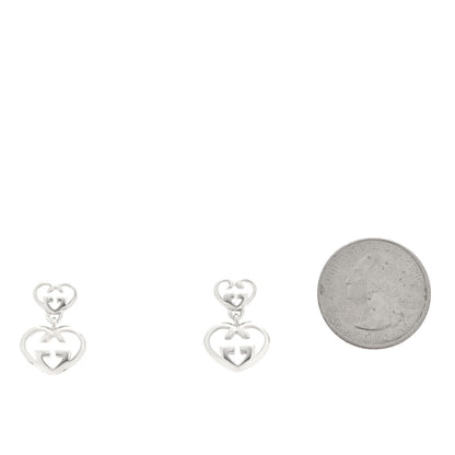 Gucci Sterling Silver Britt Double Heart Drop Earrings 2 of 4