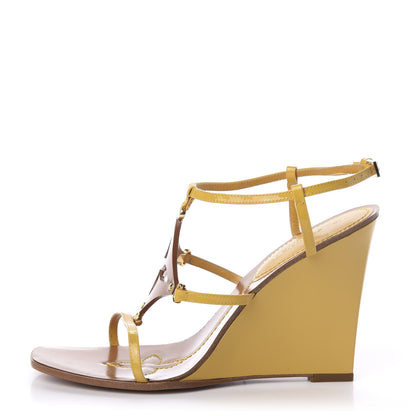 Louis Vuitton Patent Capricieuse Wedge Sandals 40 Yellow 1 of 11