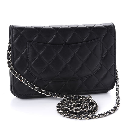 Chanel Lambskin Quilted Wallet On Chain WOC Black 4 of 12