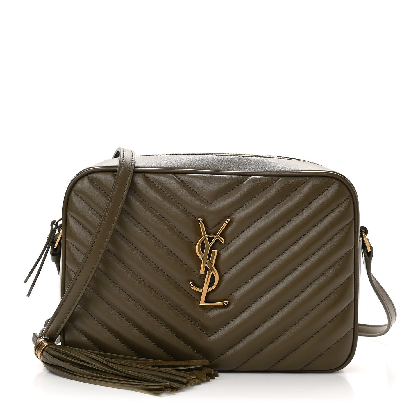 Calfskin Matelasse Monogram Lou Camera Bag Military Olive