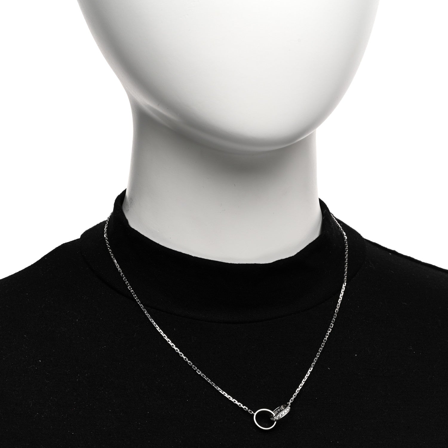 Cartier 18K White Gold Diamond Interlocking LOVE Necklace 2 of 6