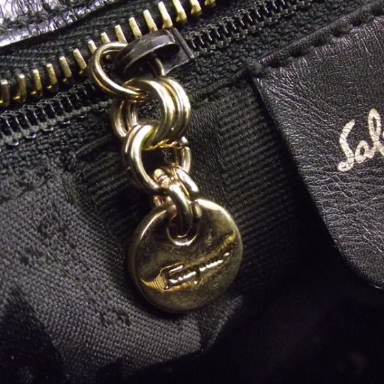 FASHIONPHILE SalavatoreFerragamoLeatherShoulderBagBlack 10 of 11