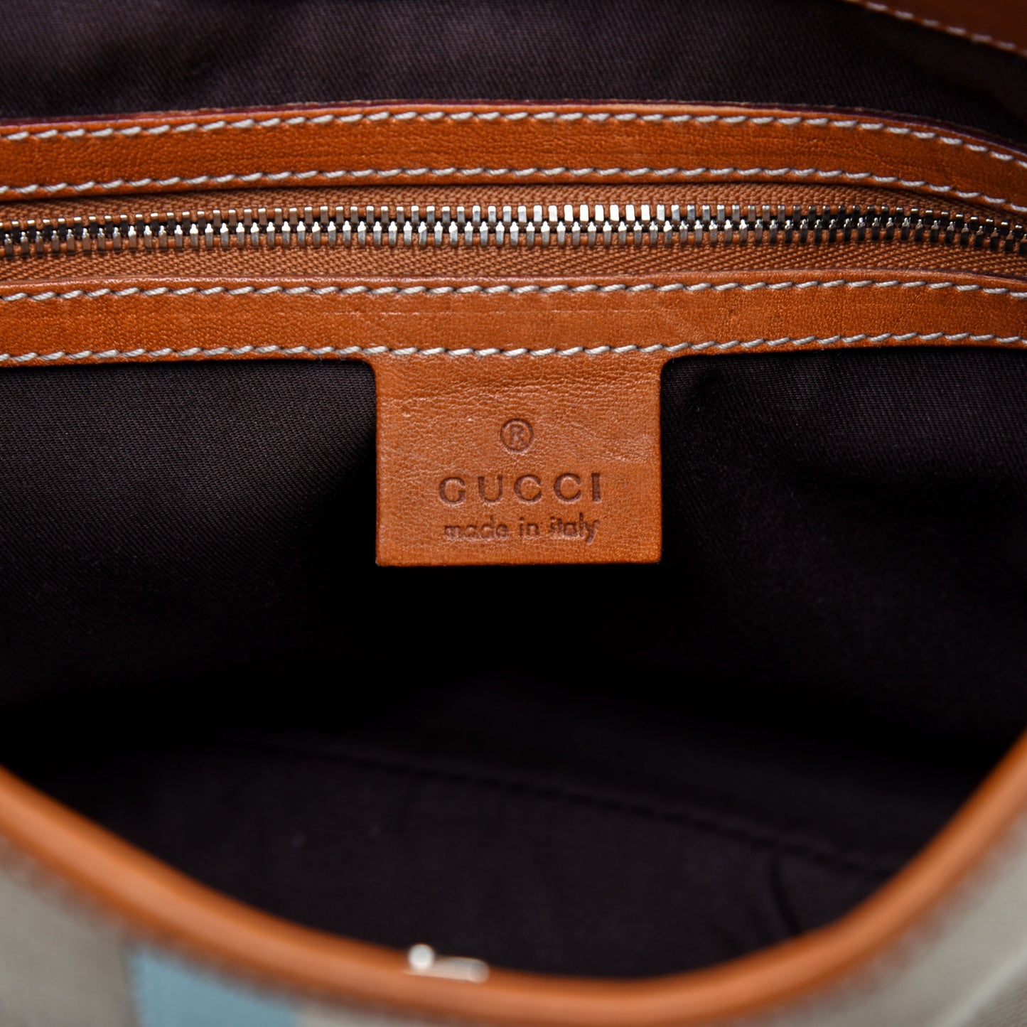 Canvas Web GG Reins Shoulder Bag Cognac