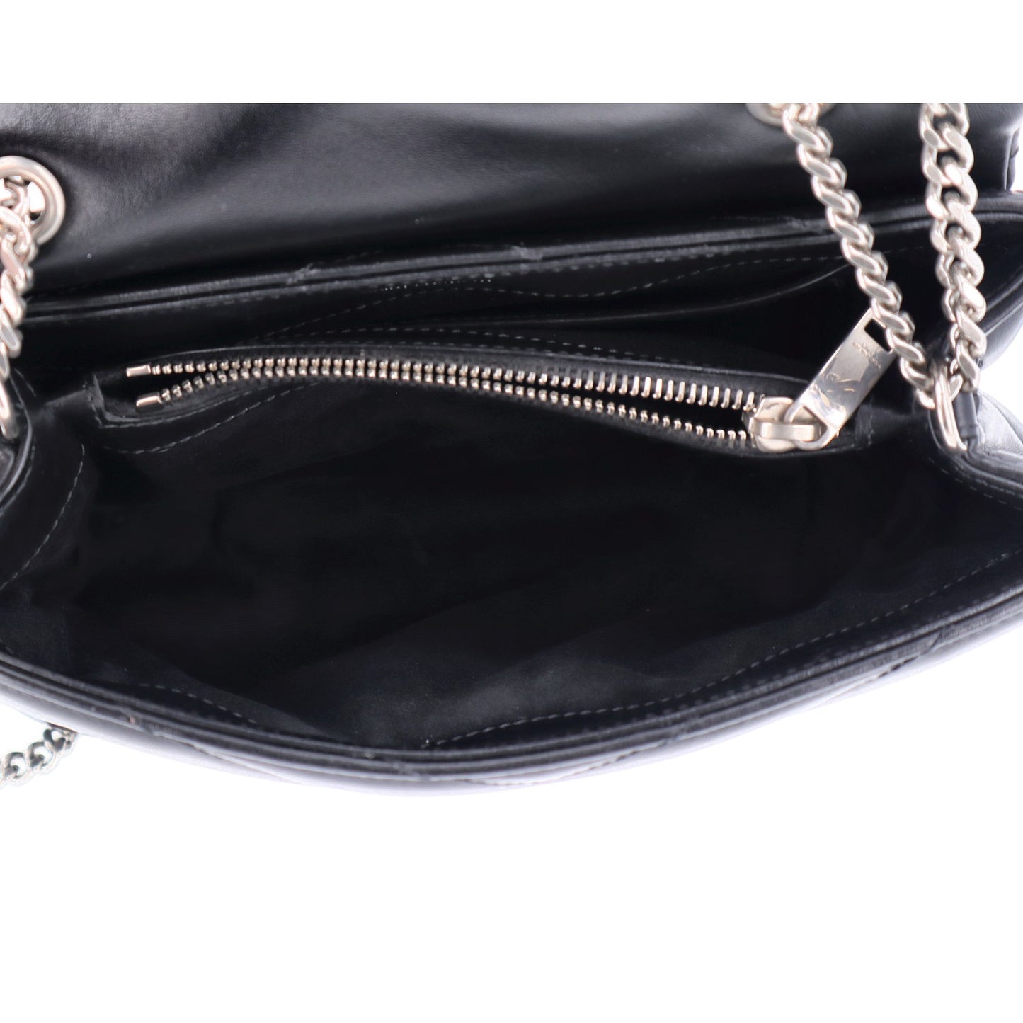 Calfskin Y Quilted Monogram Small Loulou Chain Satchel Black