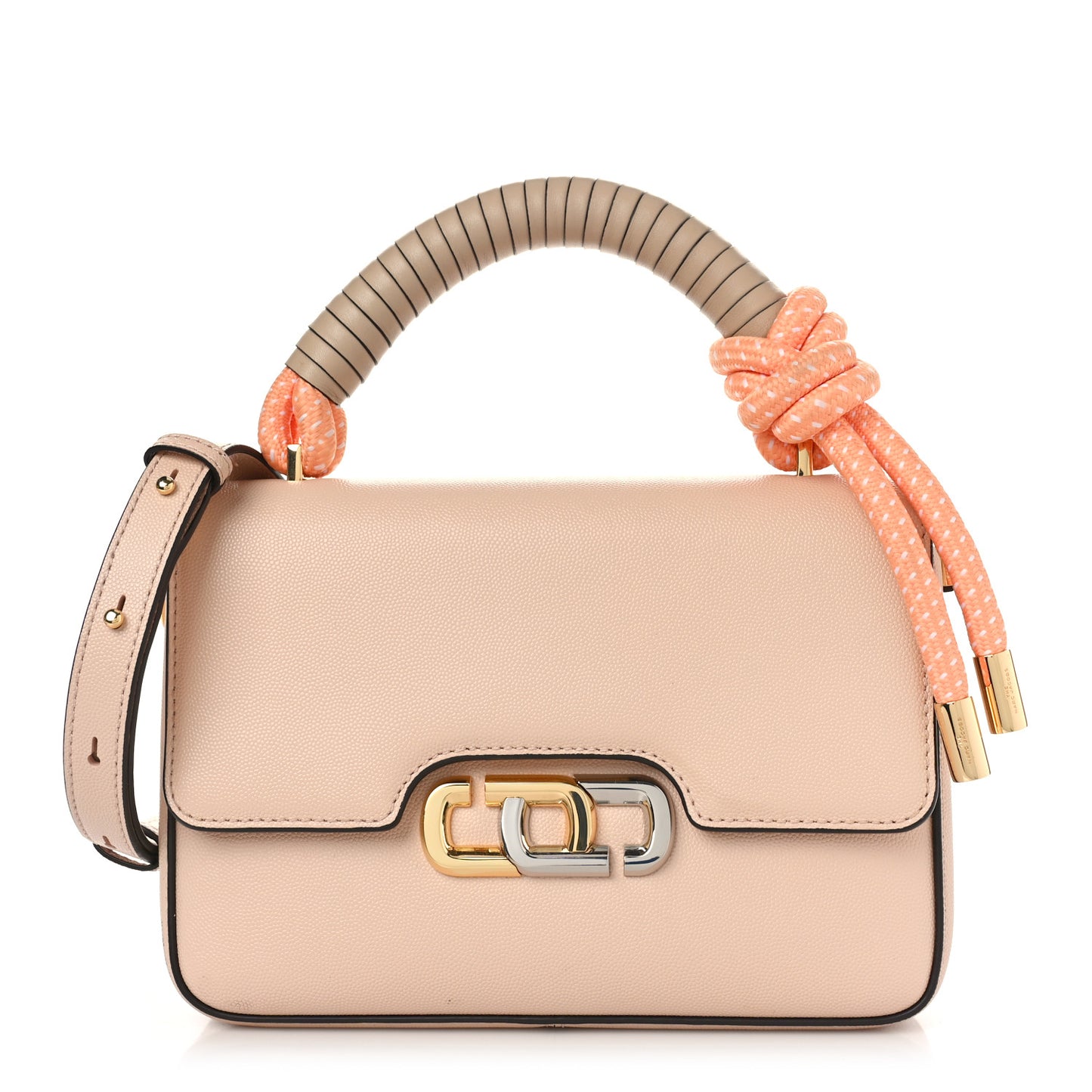 Textured Calfskin The J Link Shoulder Bag Apricot Beige