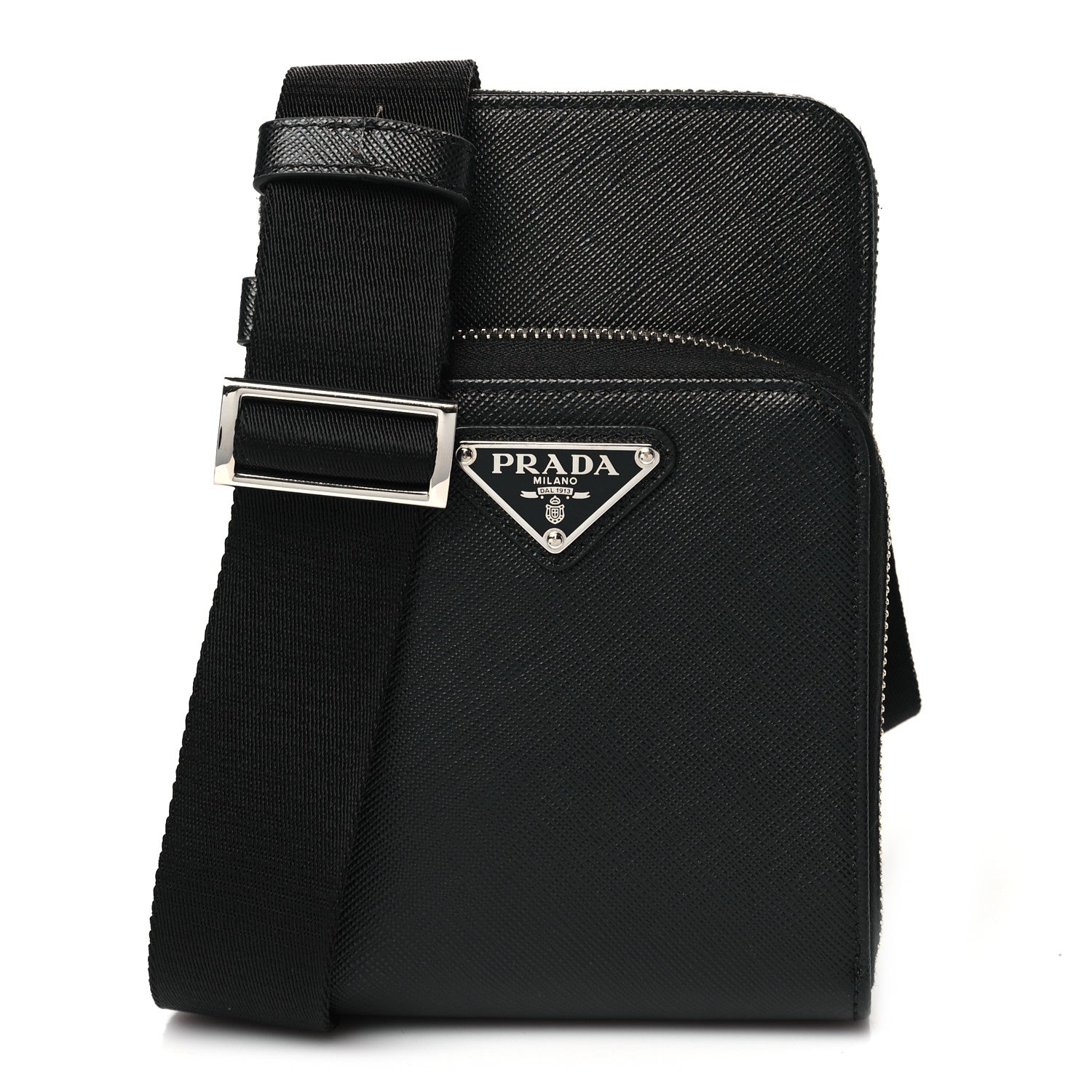 Prada Saffiano Phone Crossbody Pouch Black 1 of 9