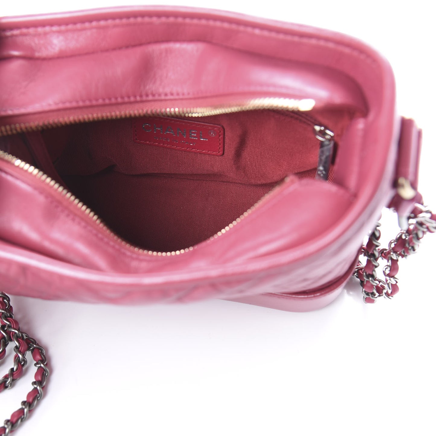 Aged Calfskin Chevron Quilted Small Gabrielle Hobo Dark Pink