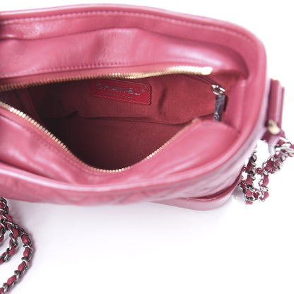 Chanel Aged Calfskin Chevron Quilted Small Gabrielle Hobo Dark Pink 4 of 9