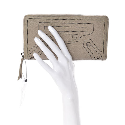 Balenciaga Veau Grana Perforated Blackout Hardware Continental Zip Around Wallet Gris Cendre 2 of 7