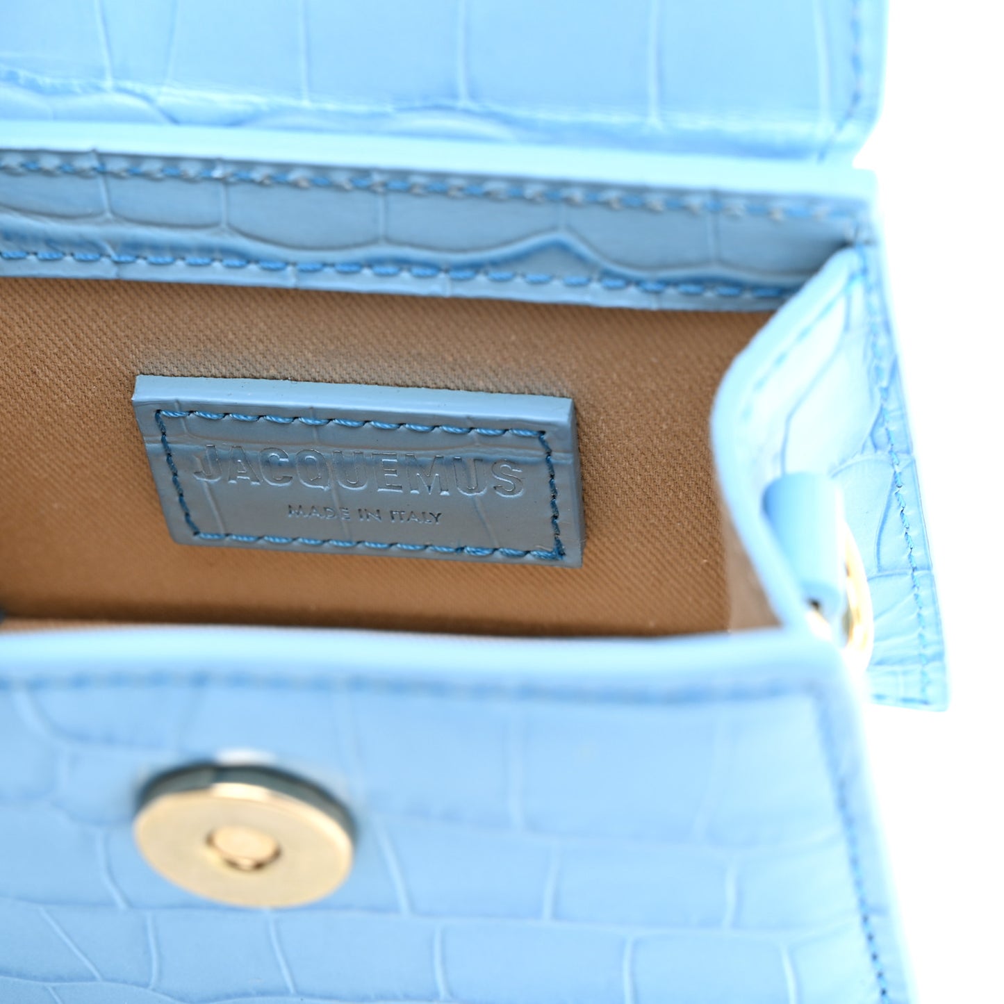 Calfskin Crocodile Embossed Le Chiquito Blue