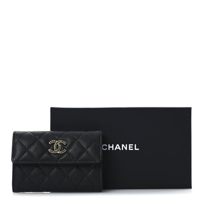 Chanel Caviar Quilted Crystal CC Medium Flap Wallet Black 12 of 12