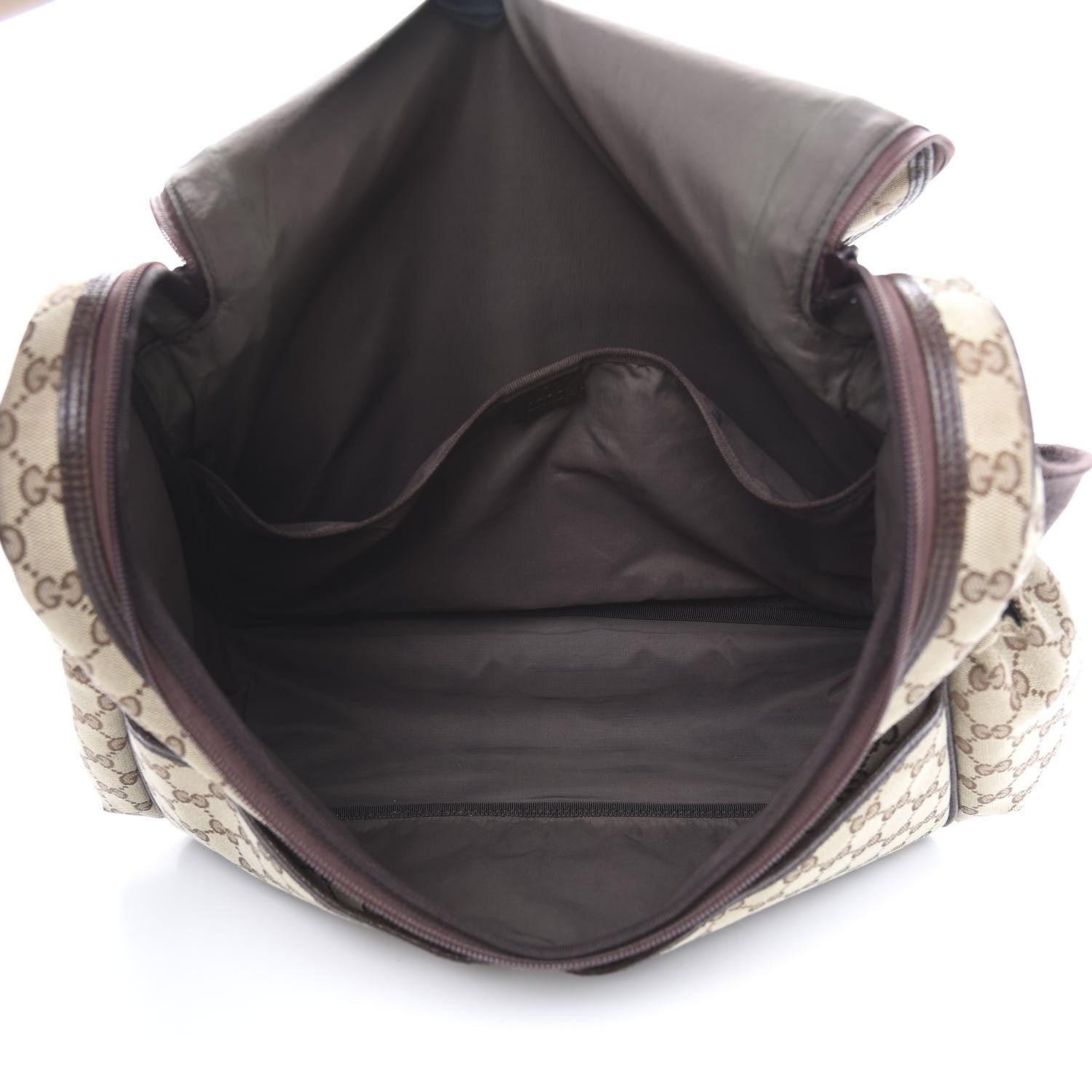 Gucci Monogram Natural Pigskin Large Diaper Bag Beige Ebony Cocoa Dark Chocolate 6 of 15