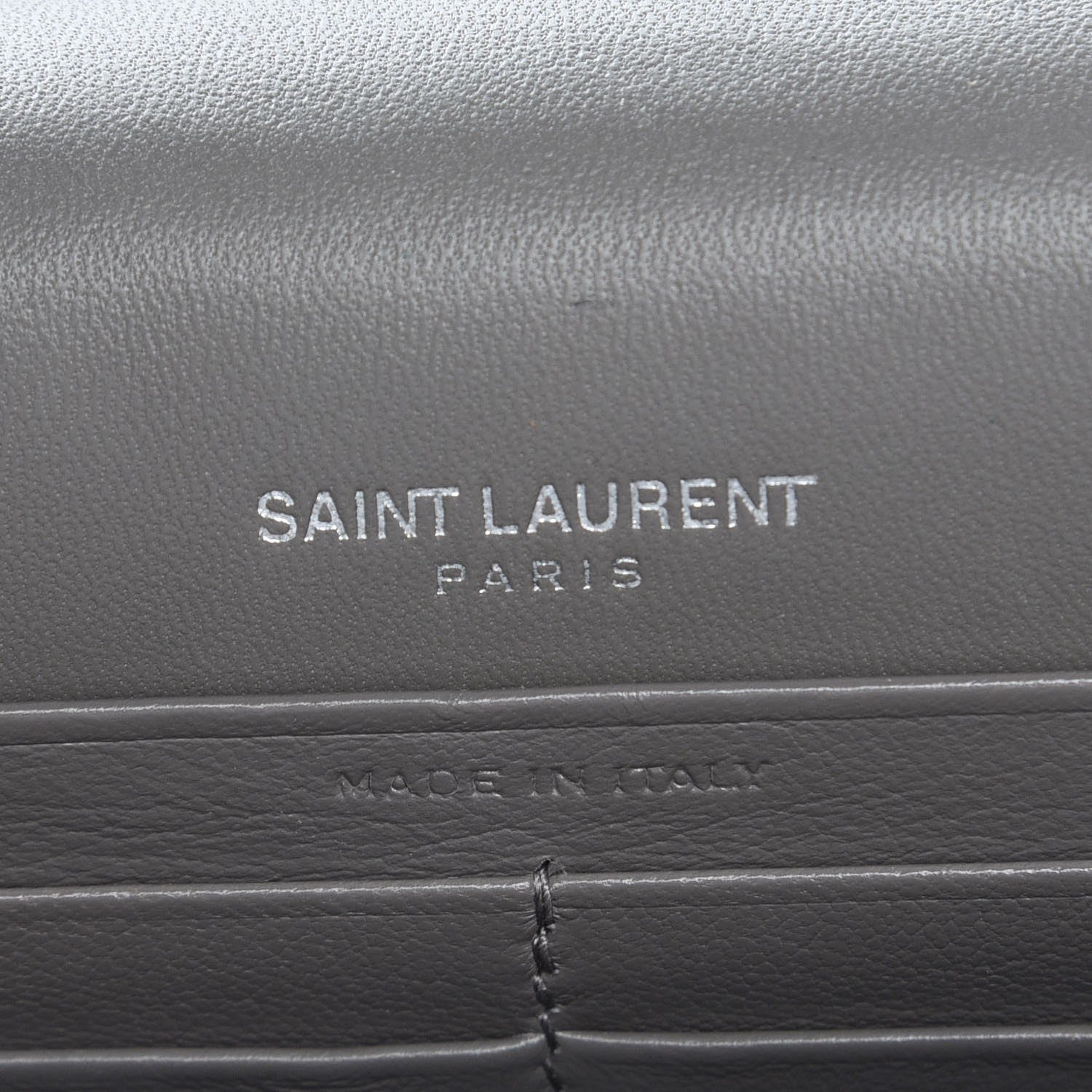 Saint Laurent Calfskin Crocodile Embossed Kate Monogram Tassel Chain Wallet Fog 7 of 8