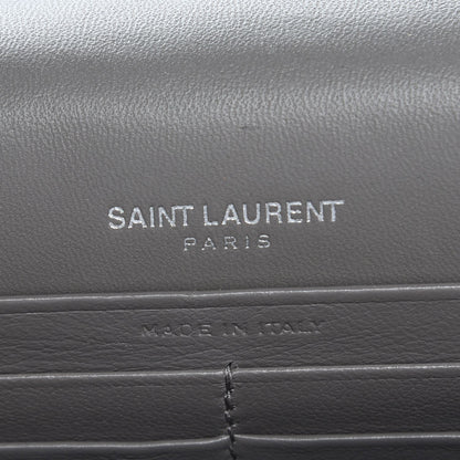 Saint Laurent Calfskin Crocodile Embossed Kate Monogram Tassel Chain Wallet Fog 7 of 8
