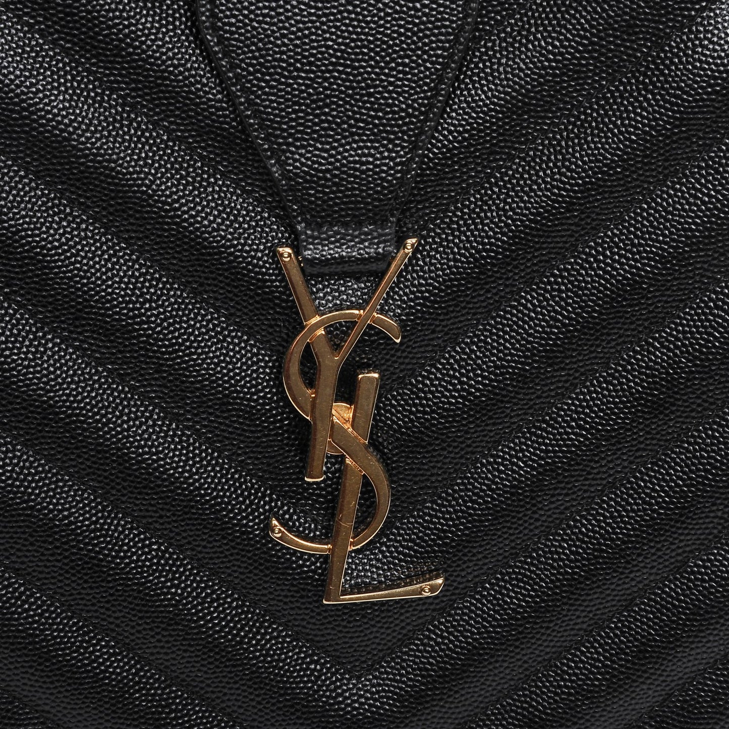 Grain De Poudre Matelasse Chevron Monogram Shopping Bag Black