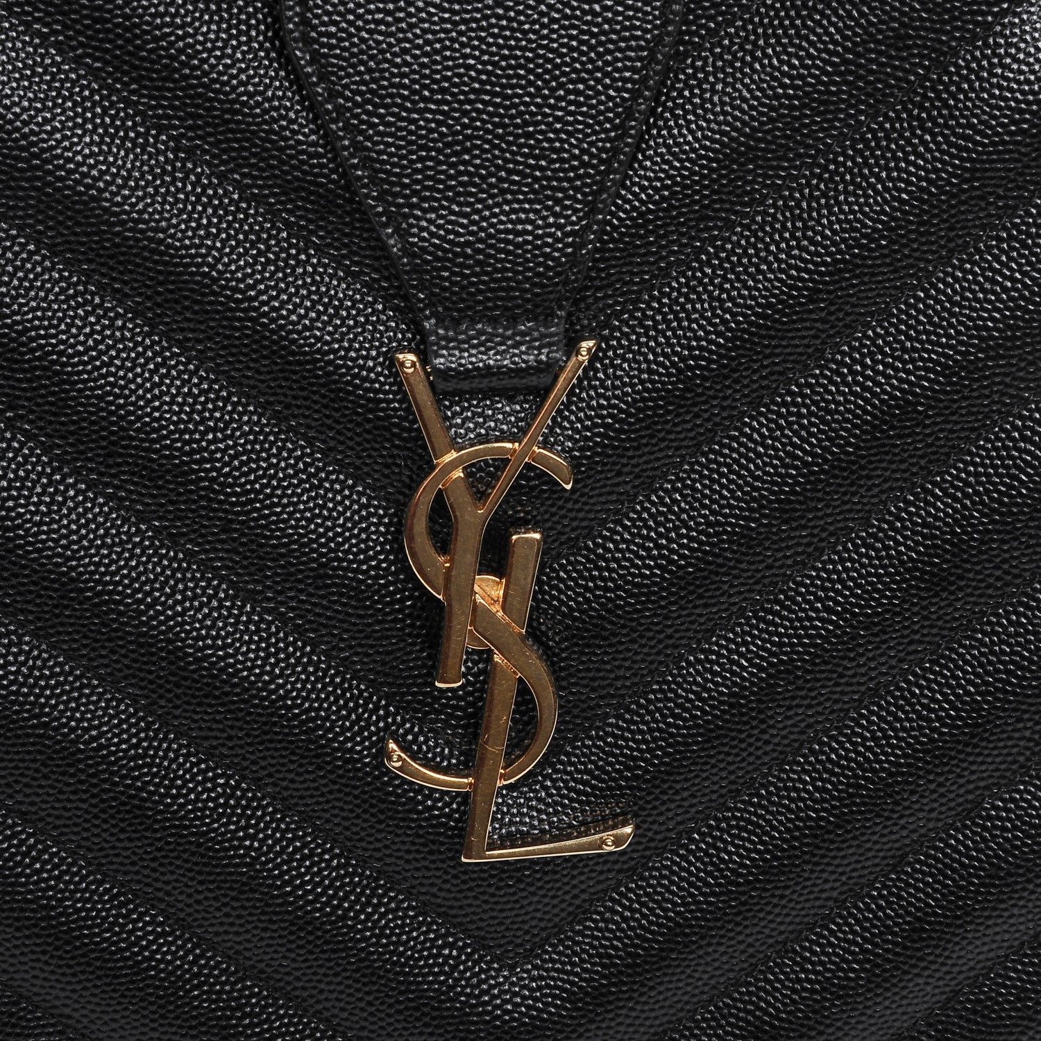 Saint Laurent Grain De Poudre Matelasse Chevron Monogram Shopping Bag Black 6 of 8