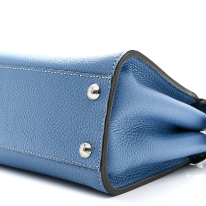 Fendi Cuoio Romano Selleria Macro Stitchings Mini Peekaboo Iconic Satchel Argento Blue 11 of 11