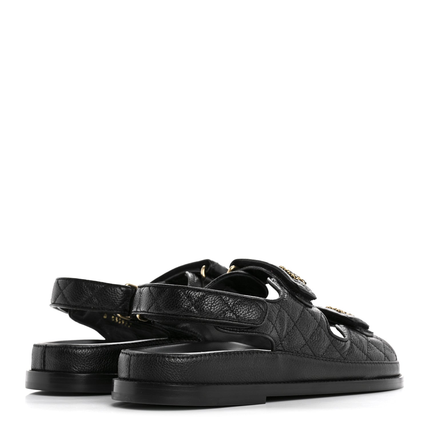 Chanel Grained Calfskin Velcro Dad Sandals 38.5 Black 5 of 9