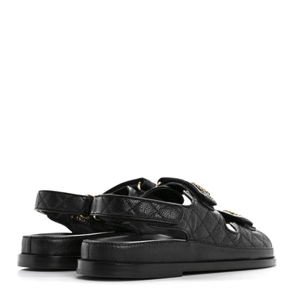 Chanel Grained Calfskin Velcro Dad Sandals 38.5 Black 5 of 9