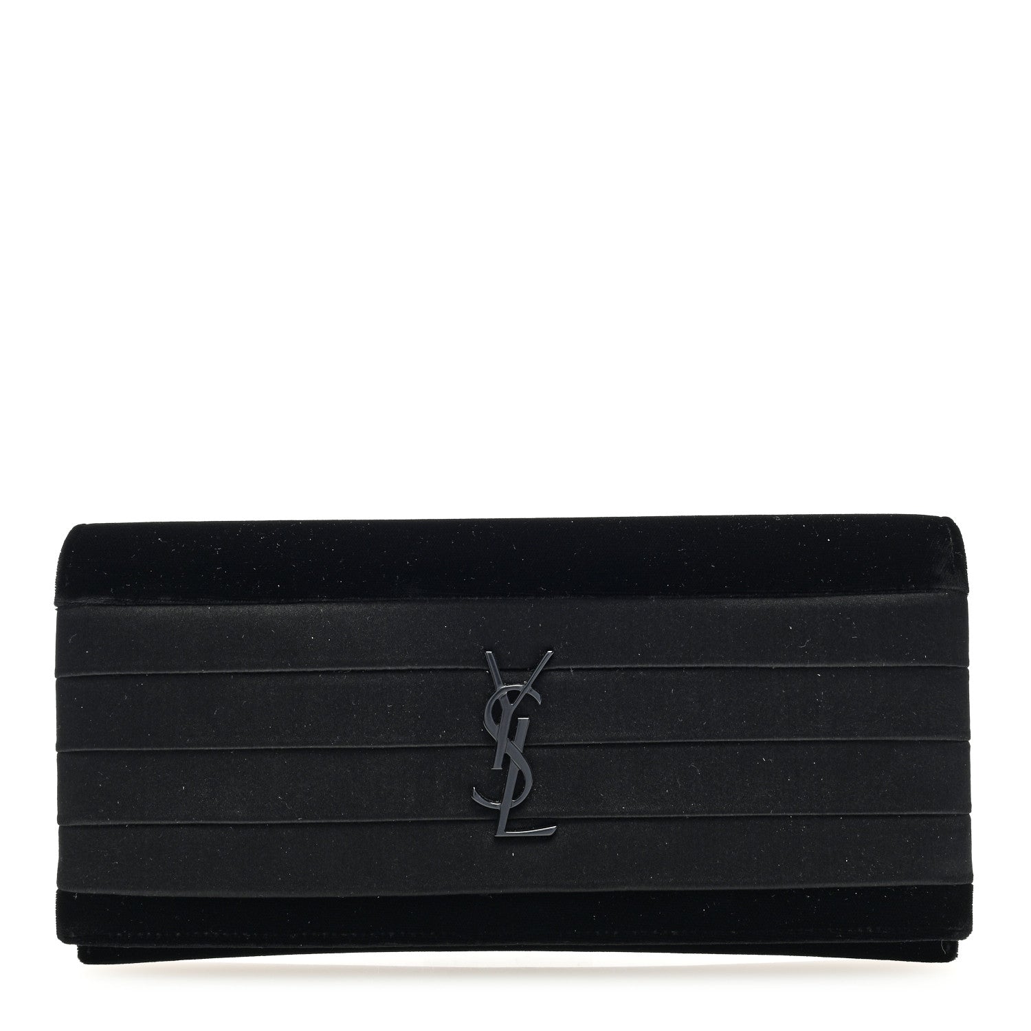 Saint Laurent Velvet Satin Monogram Smoking Clutch Black 1 of 6