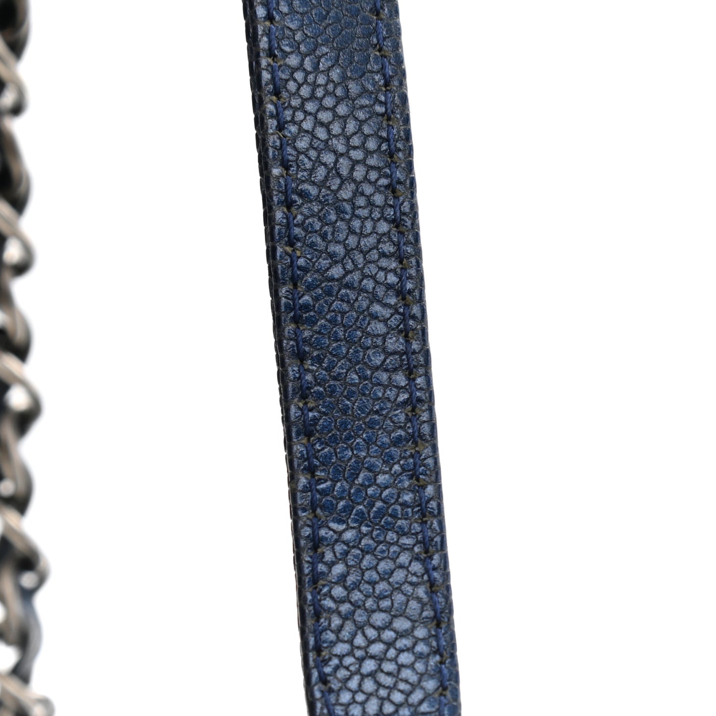 Iridescent Caviar Quilted Jumbo Easy Flap Blue