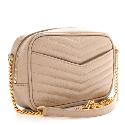 Saint Laurent Grain De Poudre Matelasse Monogram Mini Lou Camera Bag Dark Beige 3 of 11