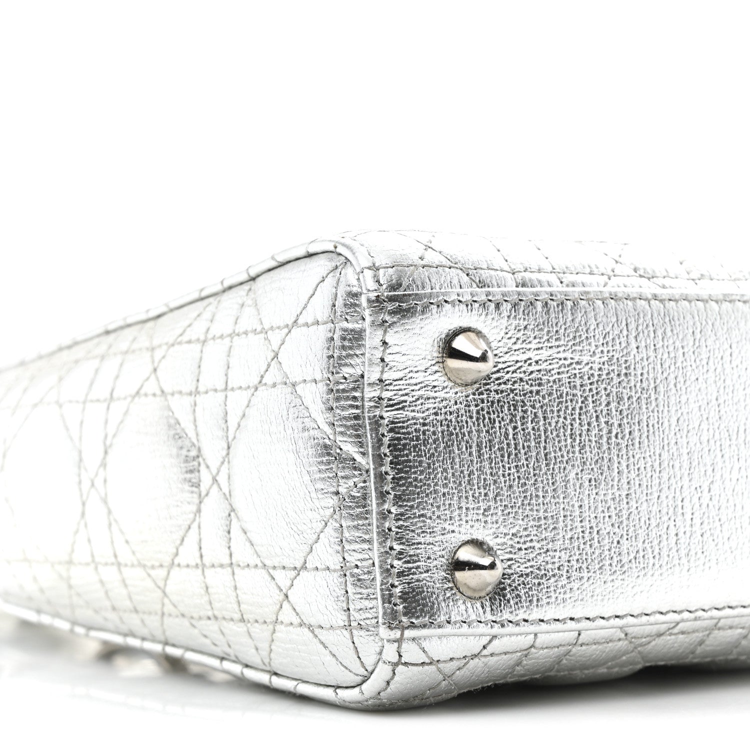 Christian Dior Metallic Grained Calfskin Cannage Small My ABCDior Lady Dior Silver 9 of 10