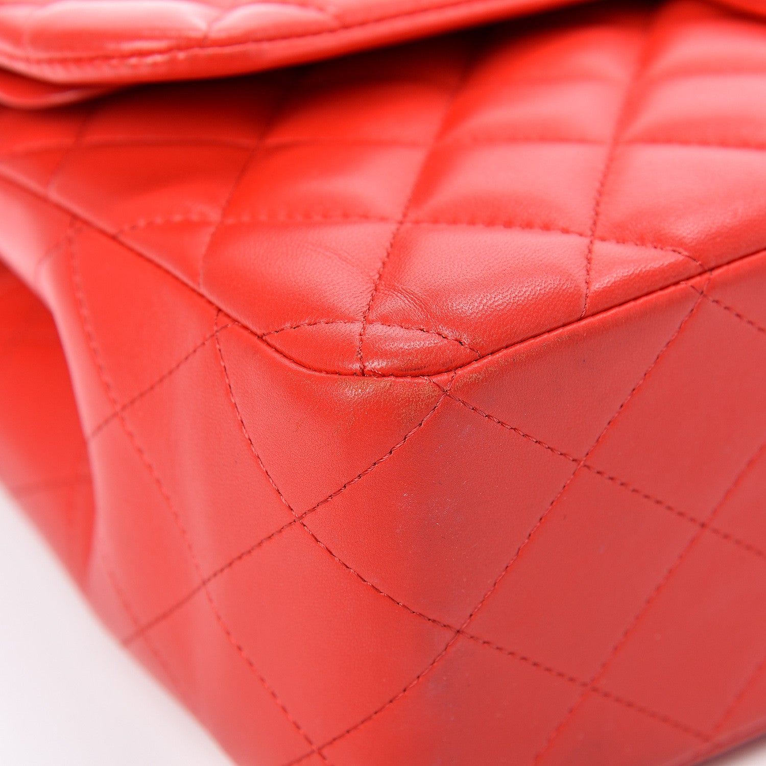 Chanel Lambskin Quilted Jumbo Double Flap Red 8 of 15