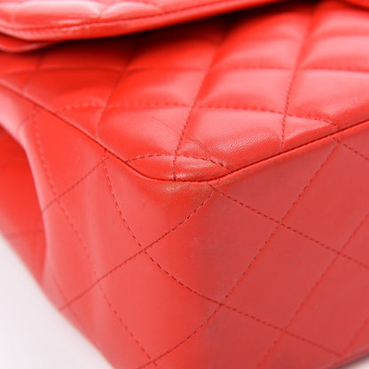 Chanel Lambskin Quilted Jumbo Double Flap Red 8 of 15