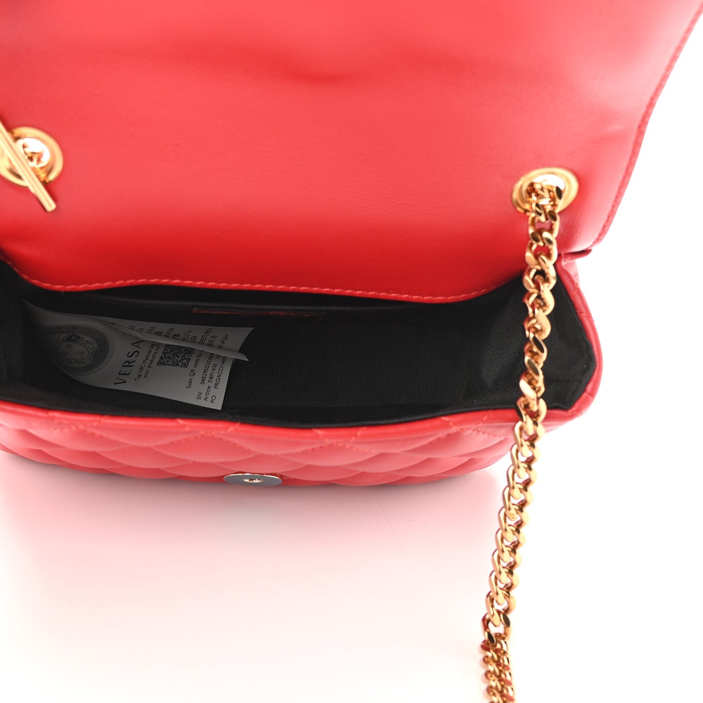 Nappa Quilted Small Medusa Chain Crossbody Red