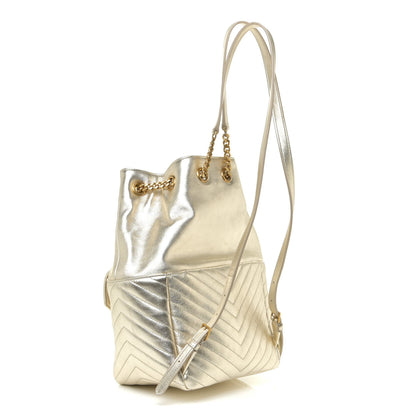 Saint Laurent Lambskin Matelasse Monogram Joe Backpack Pale Gold 2 of 9