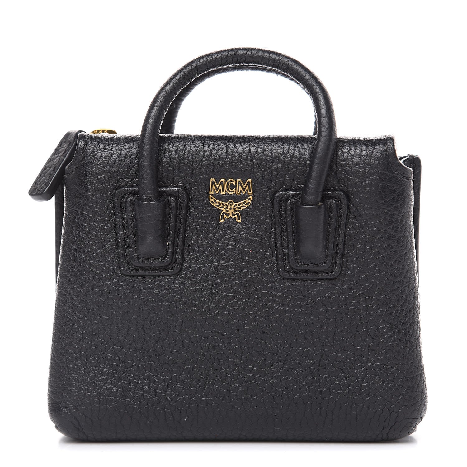 MCM Grained Calfskin Mini Milla Handbag Card Case Black 1 of 7