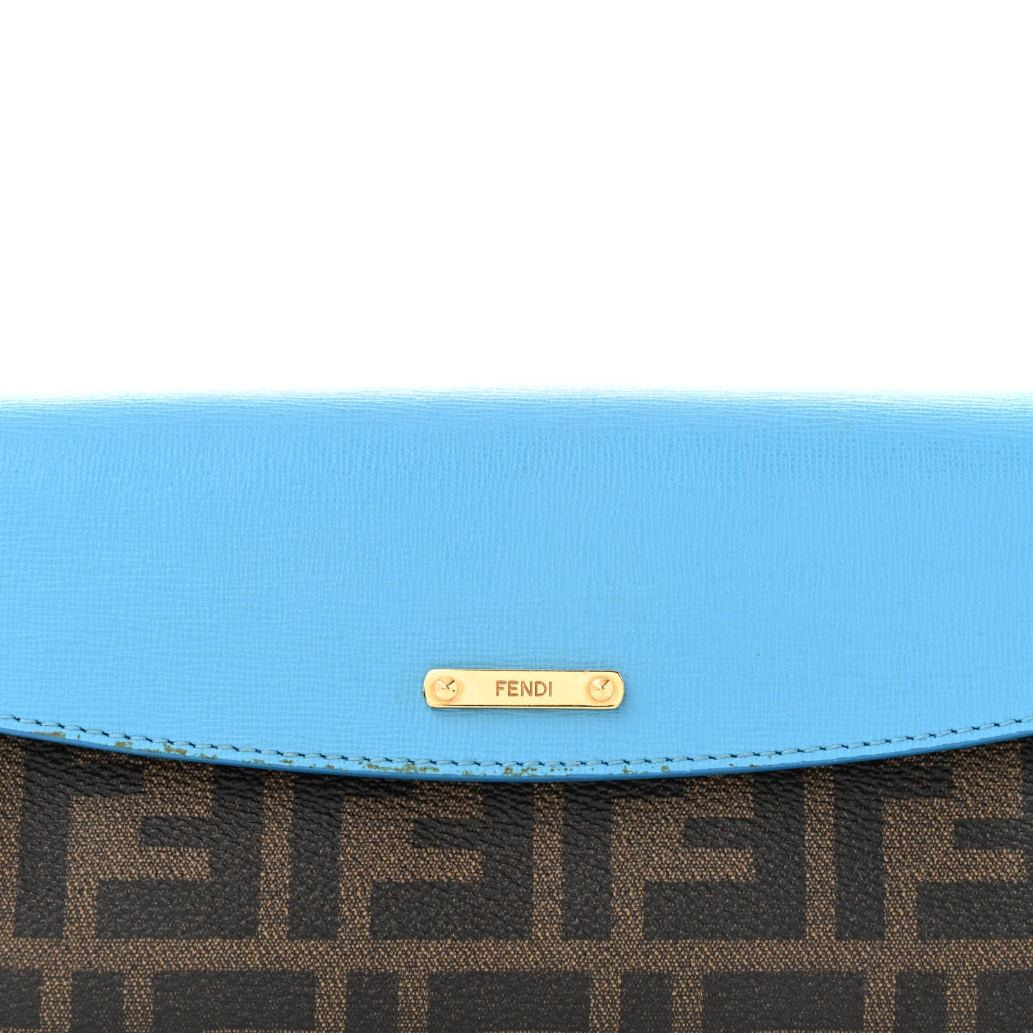 Fendi Zucca Spalmati Vitello Elite Flap Crossbody Bag Tobacco Turquoise 12 of 15