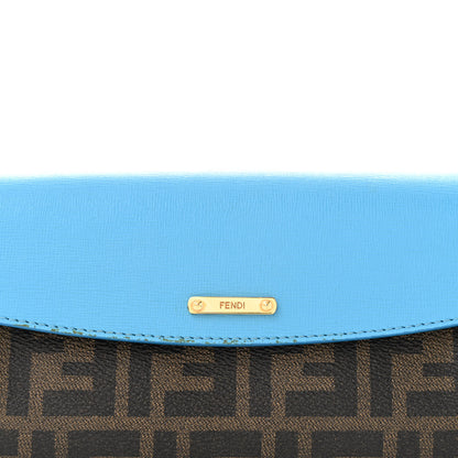 Fendi Zucca Spalmati Vitello Elite Flap Crossbody Bag Tobacco Turquoise 12 of 15