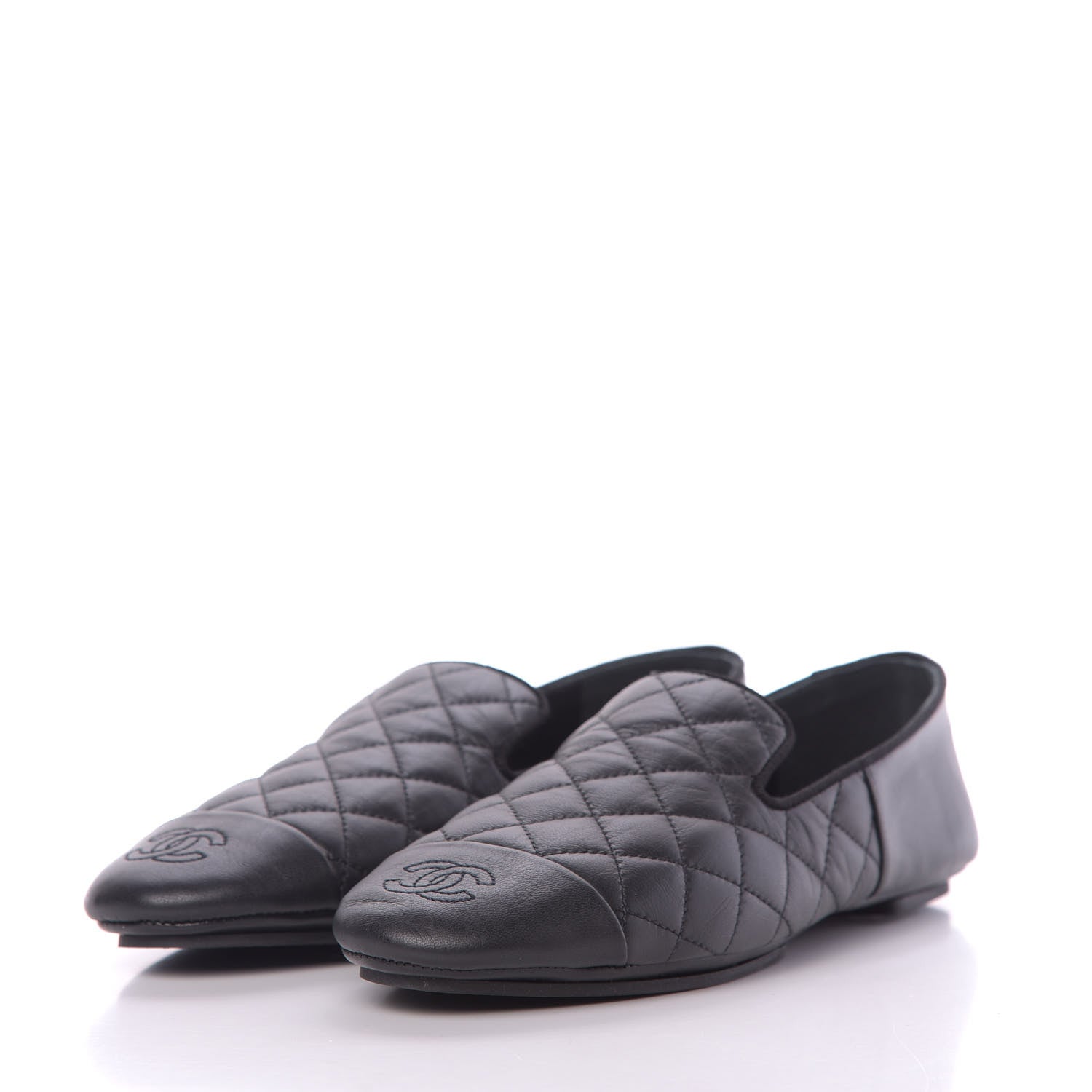 Chanel Lambskin Quilted Cap Toe Slipper With Pouch 37 Black 3 of 13