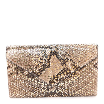 Alaia Snakeskin Laser Cut Envelope Clutch Beige Gold 1 of 8