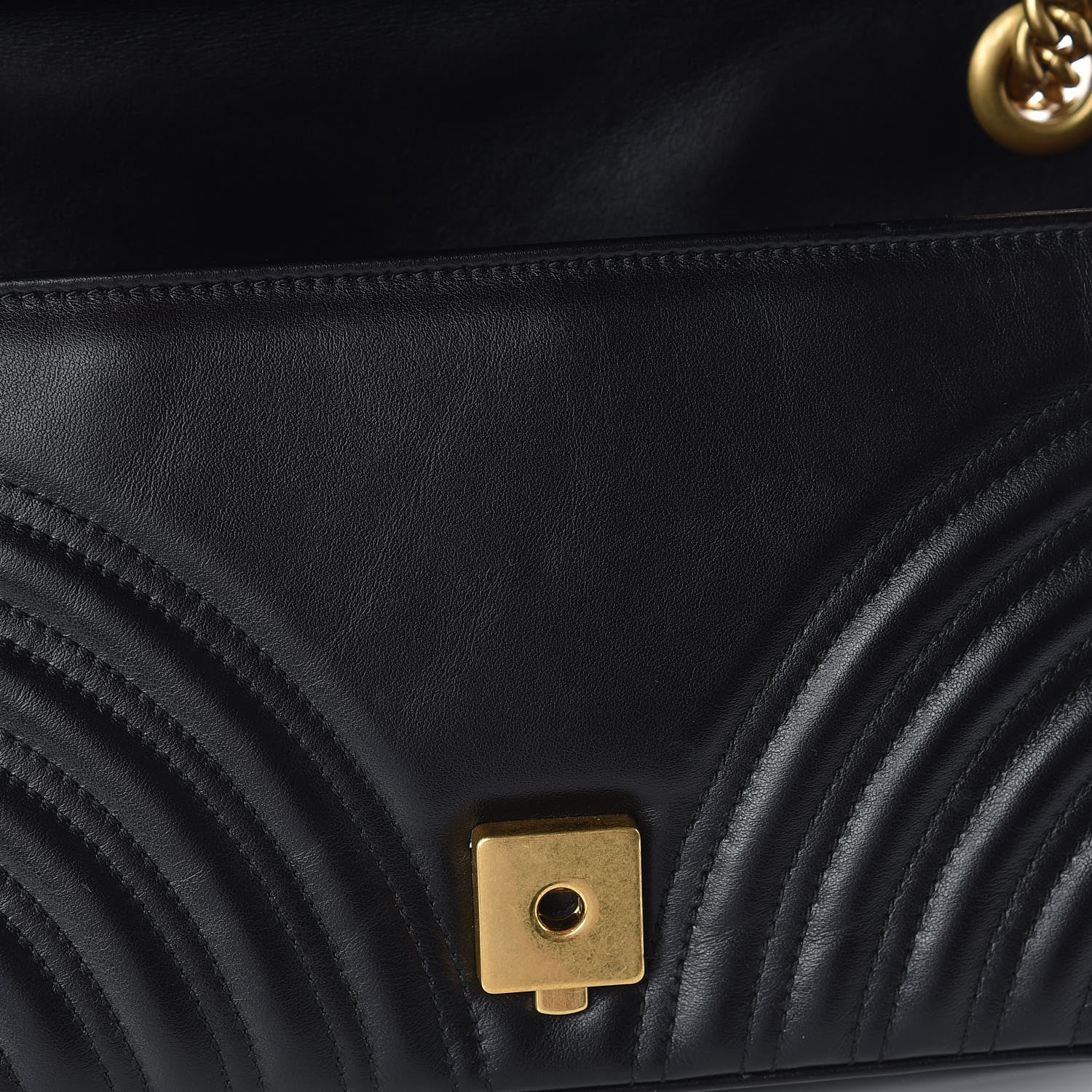 Gucci Calfskin Matelasse Small GG Marmont Shoulder Bag Black 12 of 13