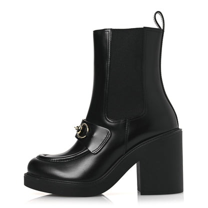 Gucci Calfskin Horsebit Double Stretch Rib Womens Ankle Boots 38.5 Black 1 of 11