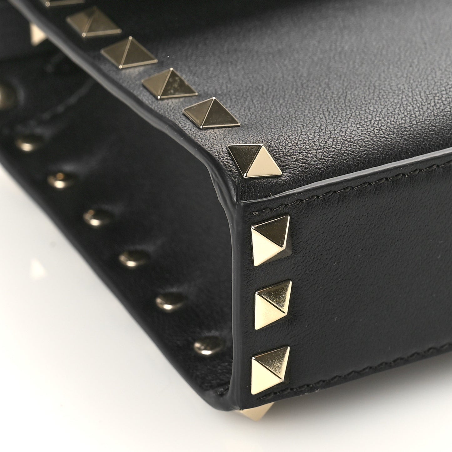 VALENTINO GARAVANI Vitello Mini Rockstud Flap Wallet on Strap Black