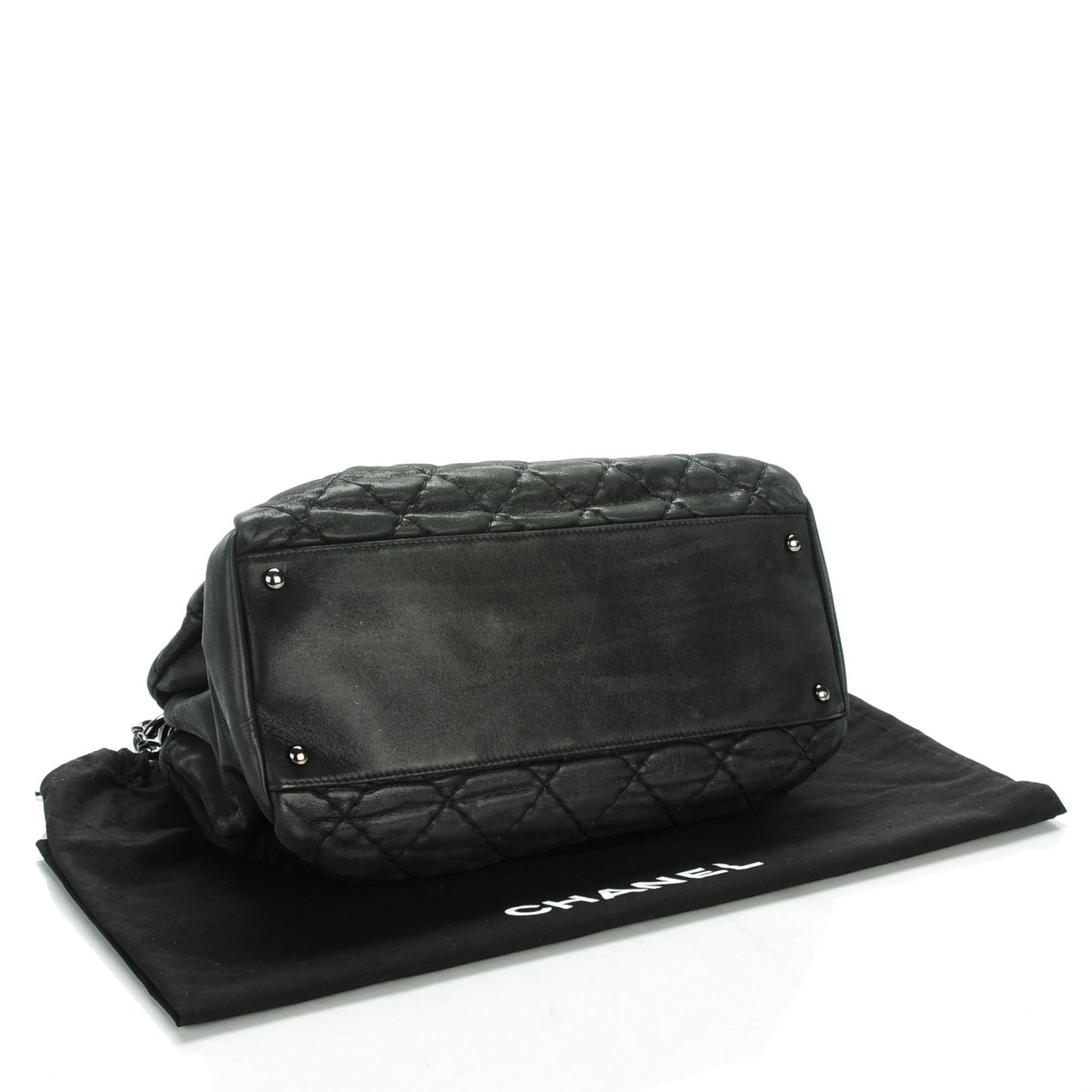 Iridescent Calfskin Quilted Large Just Mademoiselle Dark Grey