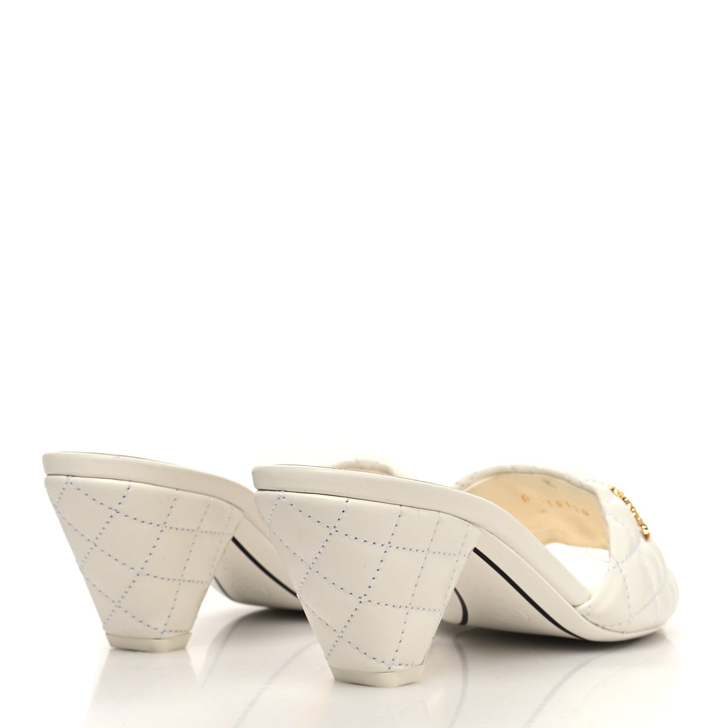 Lambskin Quilted Textured CC Mules 38 White