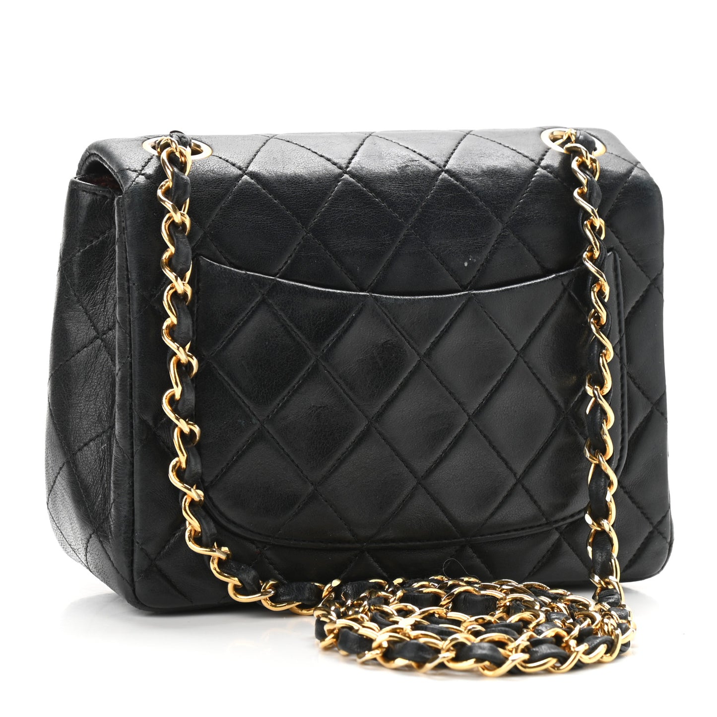 Lambskin Quilted Mini Square Flap Bag Black