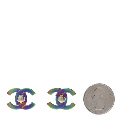 Chanel CC Earrings Gold Rainbow 6 of 9